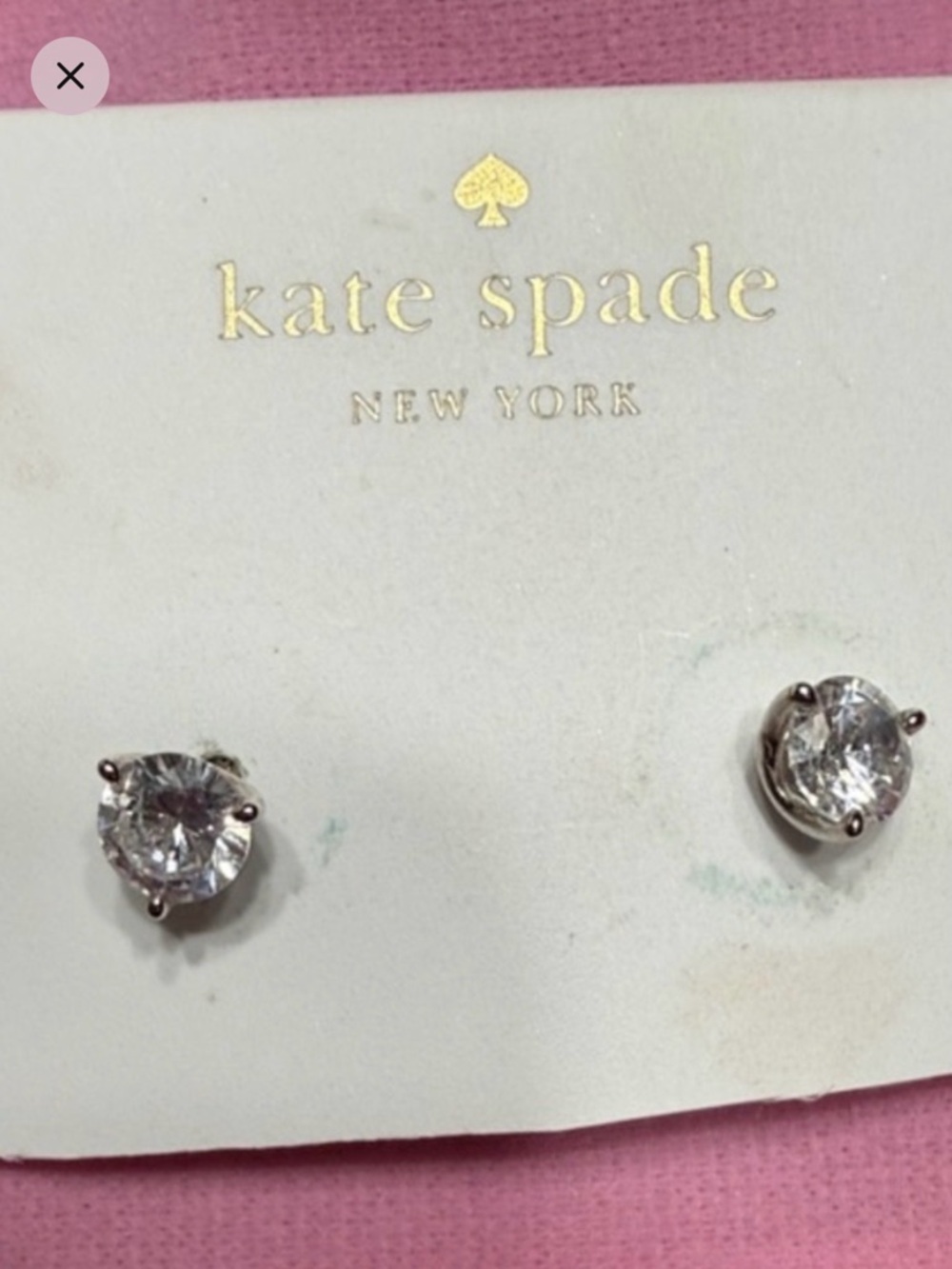 kate spade Clear Crystal Stud Earrings with Silver Tone